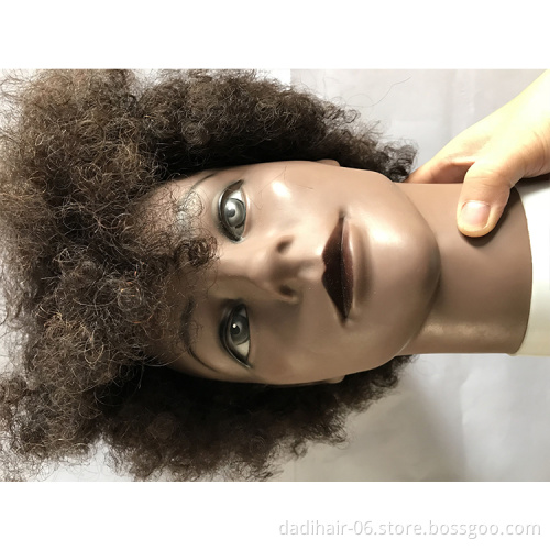 Afro American Cosmetology Mannequin Head 100% Human Hair afro training hair mannequin for practice braiding